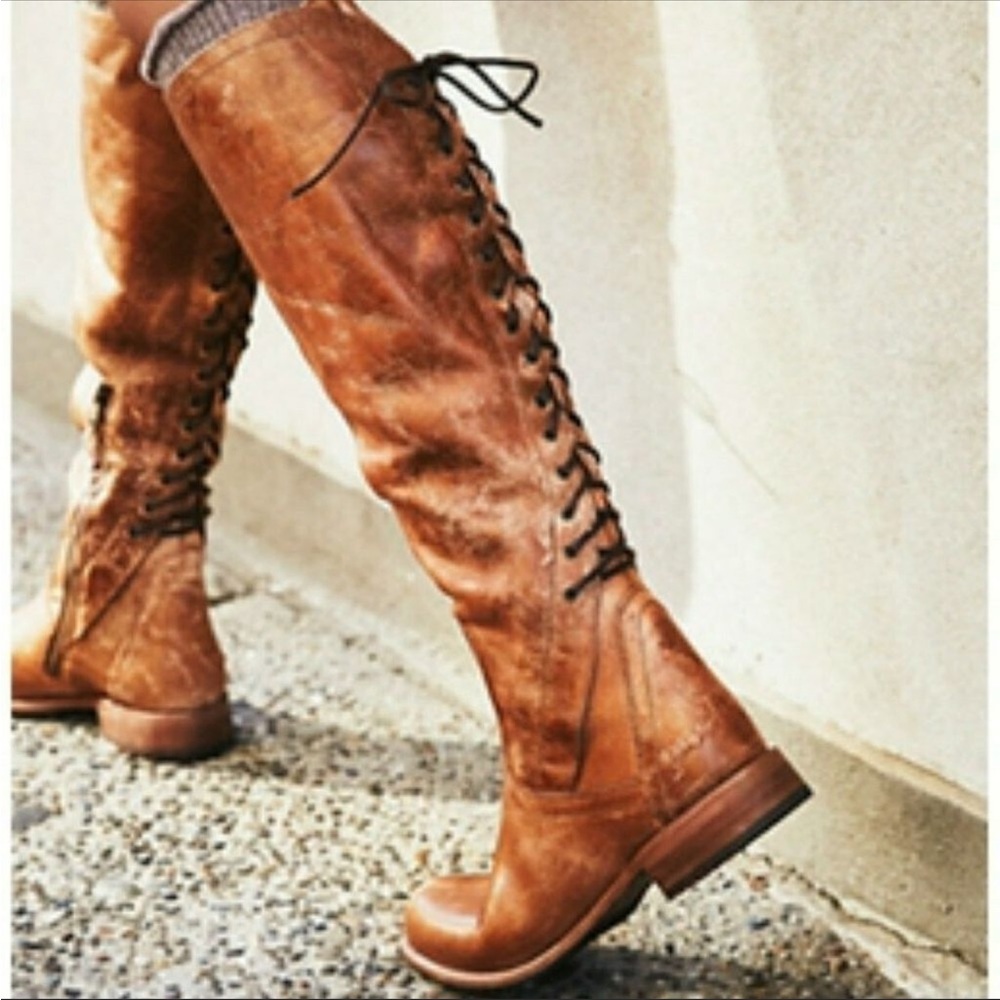 Bed Stu Surrey lace up tall tan boot size 8.5
